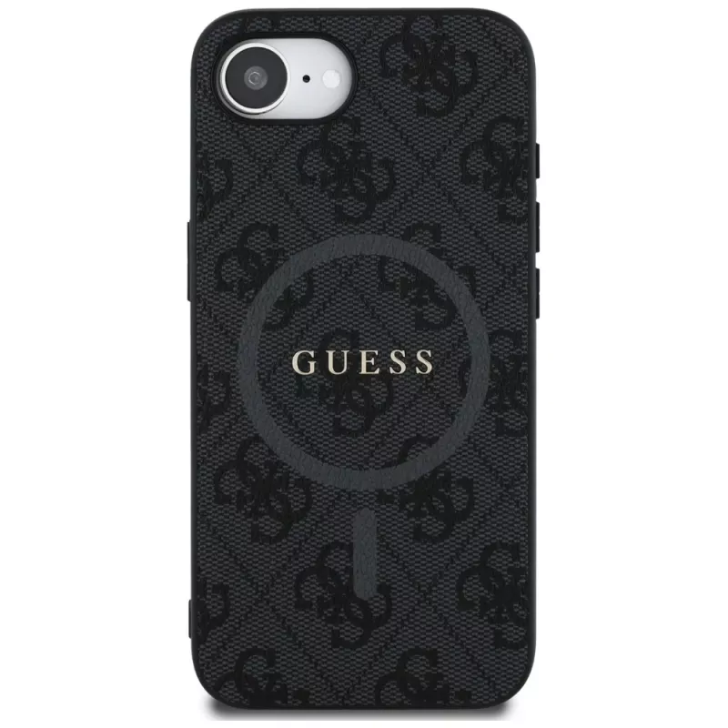 Guess 4G Ring Classic Logo MagSafe -kotelo iPhone 16e (musta)