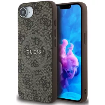 Guess 4G Ring Classic Logo MagSafe -kotelo Apple iPhone 16e (ruskea)