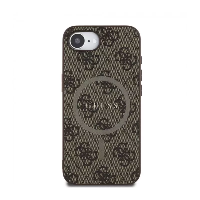 Guess 4G Ring Classic Logo MagSafe -kotelo Apple iPhone 16e (ruskea)