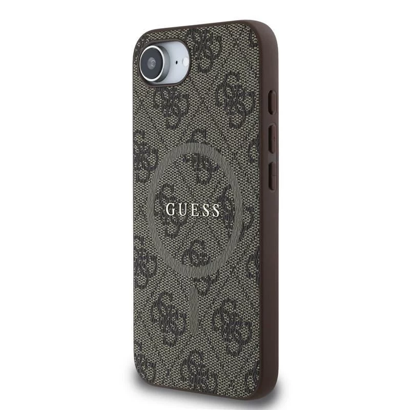 Guess 4G Ring Classic Logo MagSafe -kotelo Apple iPhone 16e (ruskea)