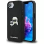 Karl Lagerfeld Fixed Glitter Karl & Choupette Heads Metal Pin -kotelo Apple iPhone 16e (musta)