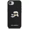 Karl Lagerfeld Fixed Glitter Karl & Choupette Heads Metal Pin -kotelo Apple iPhone 16e (musta)