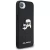 Karl Lagerfeld Fixed Glitter Karl & Choupette Heads Metal Pin -kotelo Apple iPhone 16e (musta)