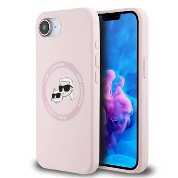 Karl Lagerfeld Silicone Karl & Choupette Heads MagSafe -kotelo iPhone 16e / 17e, pinkki