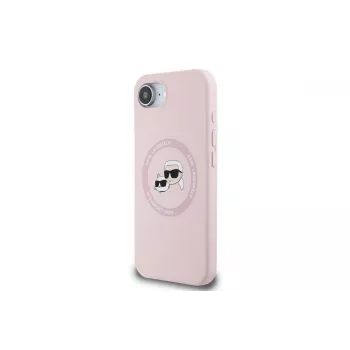 Karl Lagerfeld Silicone Karl & Choupette Heads MagSafe -kotelo iPhone 16e / 17e, pinkki