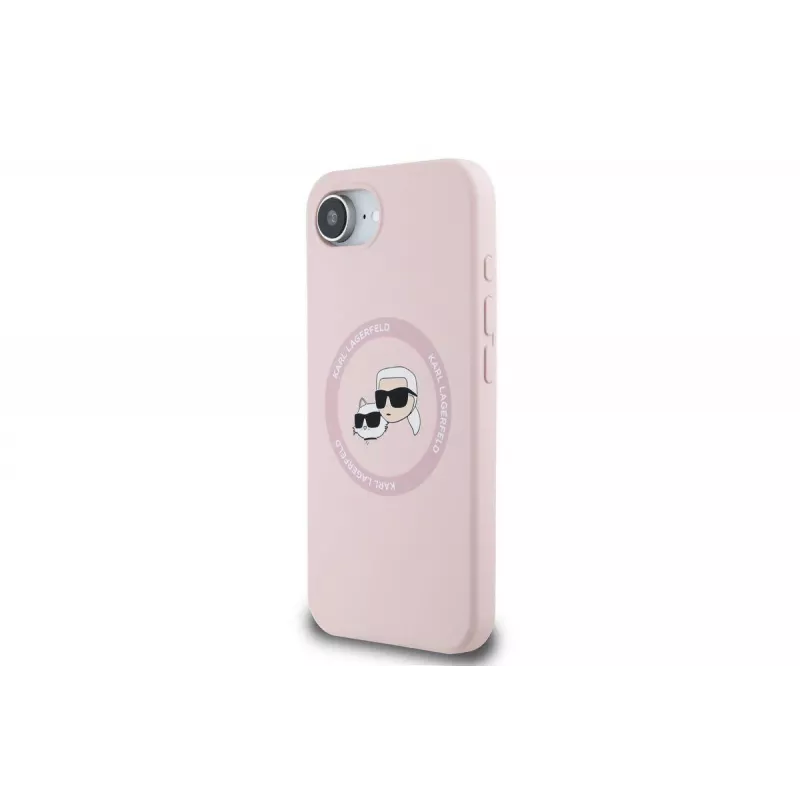 Karl Lagerfeld Silicone Karl & Choupette Heads MagSafe -kotelo iPhone 16e / 17e, pinkki