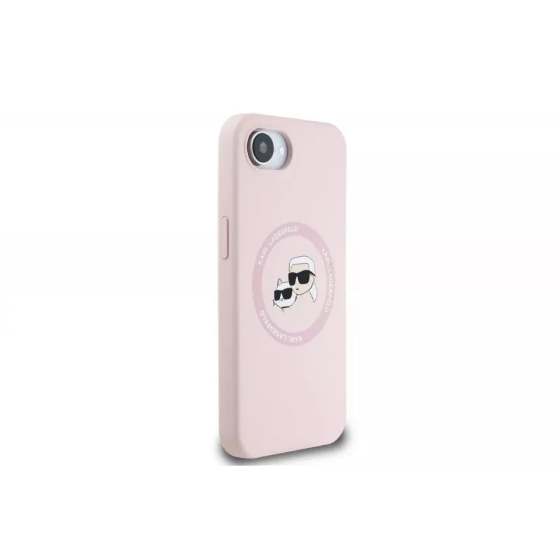 Karl Lagerfeld Silicone Karl & Choupette Heads MagSafe -kotelo iPhone 16e / 17e, pinkki