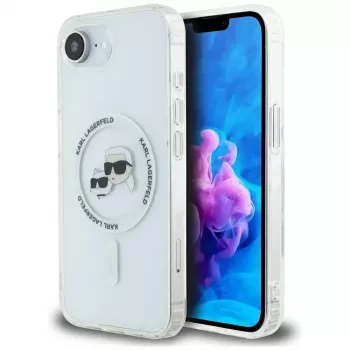 KARL LAGERFELD IML Metal Karl & Choupette Heads MagSafe -kotelo iPhone 16e/17e, valkoinen
