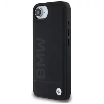 BMW Leather Hot Stamp -kotelo iPhone 16e / 17e, musta