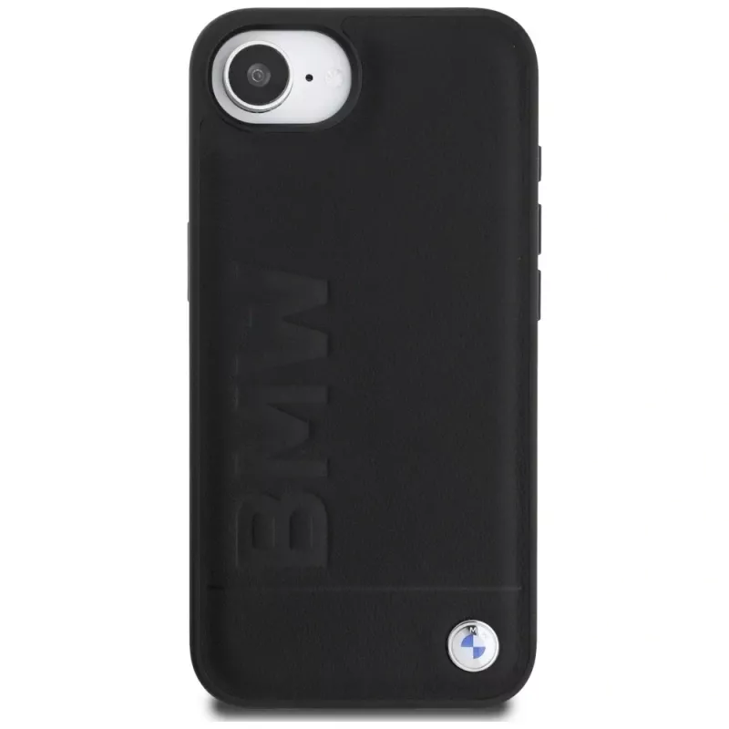 BMW Leather Hot Stamp -kotelo iPhone 16e / 17e, musta