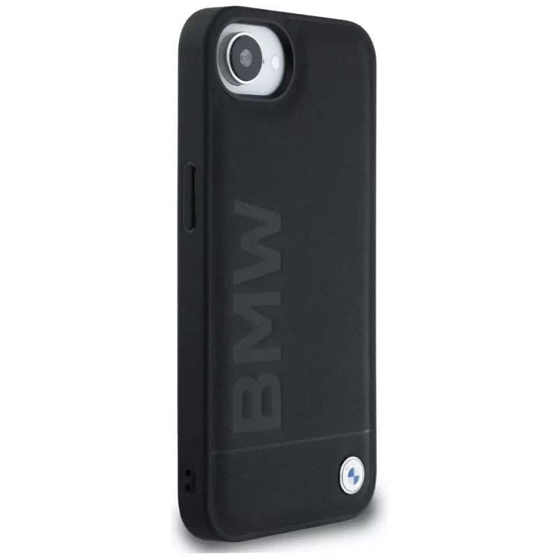 BMW Leather Hot Stamp -kotelo iPhone 16e / 17e, musta