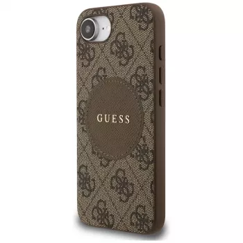 Guess 4G Circle Classic Logo MagSafe -kotelo iPhone 16e (ruskea)