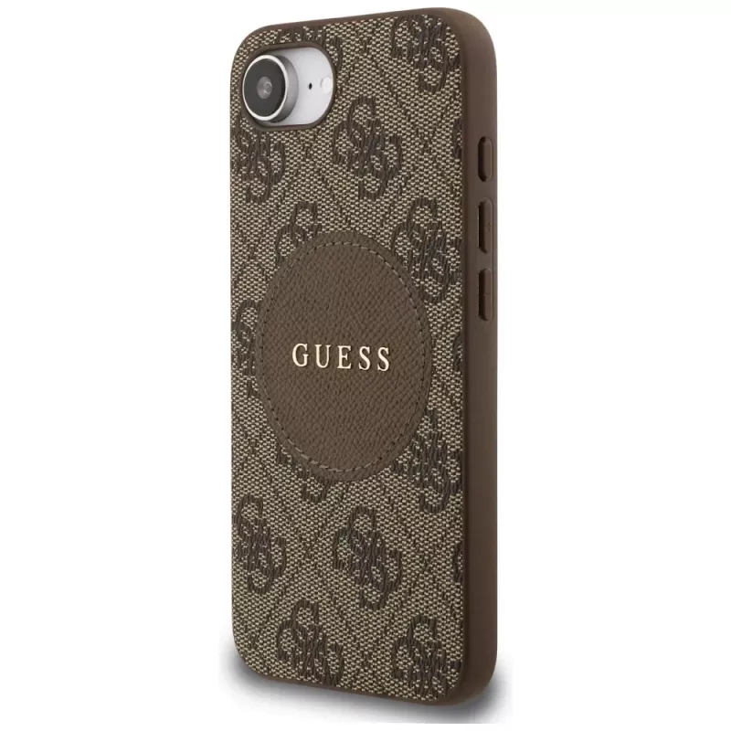 Guess 4G Circle Classic Logo MagSafe -kotelo iPhone 16e (ruskea)