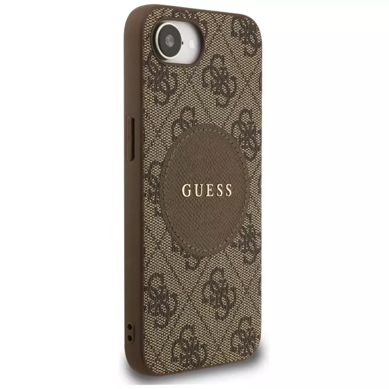 Guess 4G Circle Classic Logo MagSafe -kotelo iPhone 16e (ruskea)