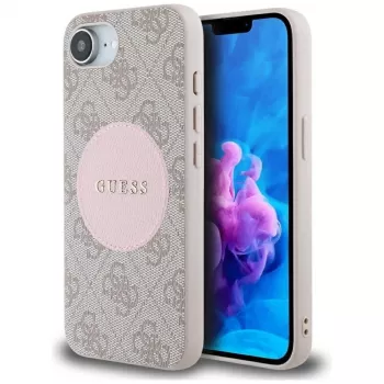 Guess 4G Circle Classic Logo MagSafe -kotelo iPhone 16e - pinkki