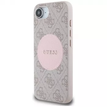 Guess 4G Circle Classic Logo MagSafe -kotelo iPhone 16e - pinkki