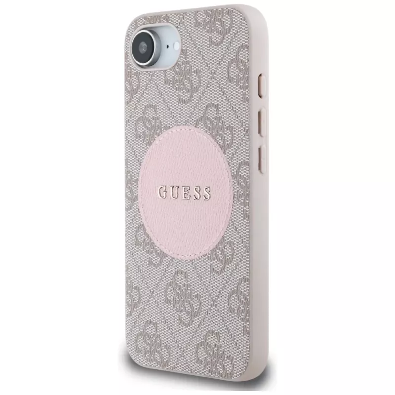 Guess 4G Circle Classic Logo MagSafe -kotelo iPhone 16e - pinkki