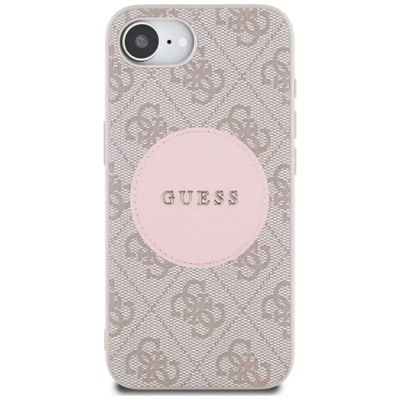 Guess 4G Circle Classic Logo MagSafe -kotelo iPhone 16e - pinkki