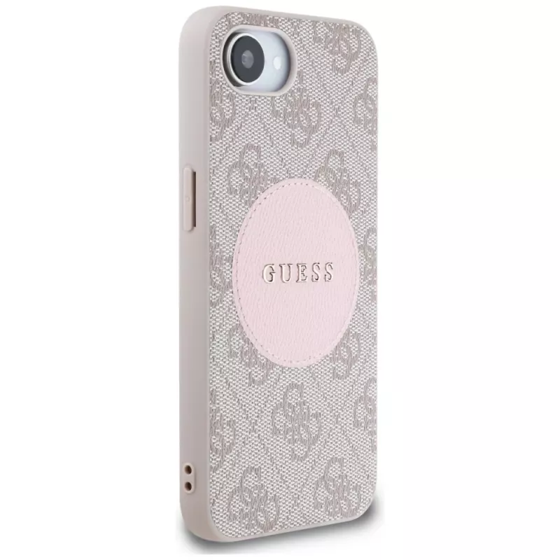 Guess 4G Circle Classic Logo MagSafe -kotelo iPhone 16e - pinkki