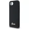Guess Silicone Script Metal Logo MagSafe -kotelo iPhone 16e (musta)