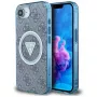 Guess IML Metal Glitter 4G Circle Triangle MagSafe -kotelo iPhone 16e (sininen)