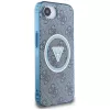 Guess IML Metal Glitter 4G Circle Triangle MagSafe -kotelo iPhone 16e (sininen)