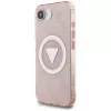 Guess IML Metal Glitter 4G Circle Triangle MagSafe -kotelo Apple iPhone 16e (pinkki)