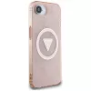 Guess IML Metal Glitter 4G Circle Triangle MagSafe -kotelo Apple iPhone 16e (pinkki)