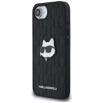 KARL LAGERFELD Monogram Choupette Head Pin -kotelo iPhone 16e / 17e, musta