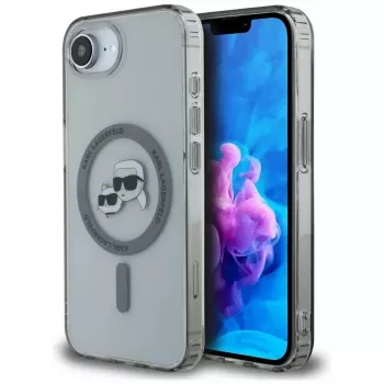 KARL LAGERFELD IML Metal Karl & Choupette Heads MagSafe -kotelo iPhone 16e / 17e, musta