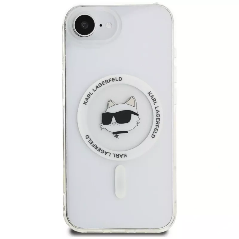KARL LAGERFELD IML Metal Choupette Head MagSafe -kotelo iPhone 16e / 17e, valkoinen