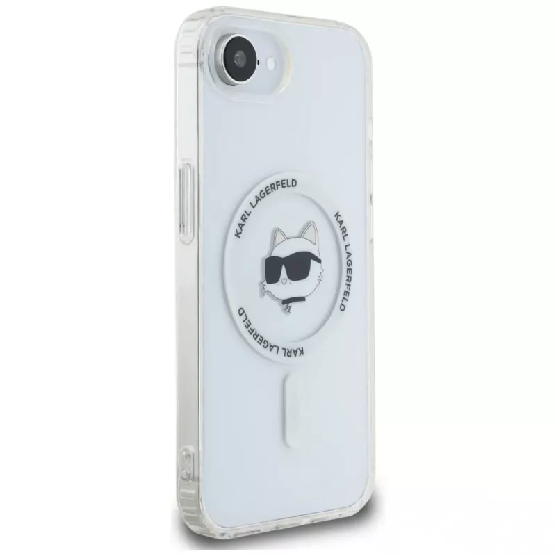 KARL LAGERFELD IML Metal Choupette Head MagSafe -kotelo iPhone 16e / 17e, valkoinen