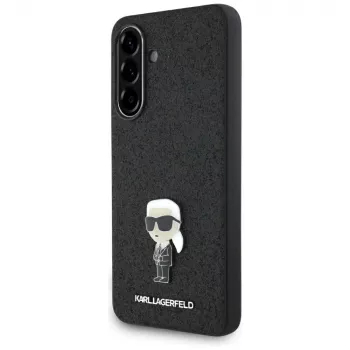 KARL LAGERFELD Fixed Glitter Ikonik Logo Metal Pin -kotelo Samsung Galaxy A36, musta