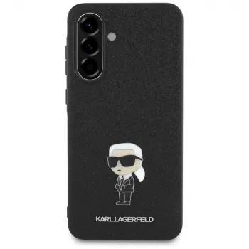 KARL LAGERFELD Fixed Glitter Ikonik Logo Metal Pin -kotelo Samsung Galaxy A36, musta