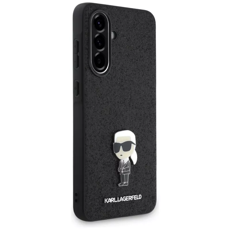 Karl Lagerfeld Fixed Glitter Ikonik Logo Metal Pin -takakansi Samsung Galaxy A56 5G, musta