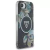 Guess IML Metal Glitter Flowers Triangle MagSafe -kotelo Apple iPhone 16e, musta