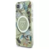 Guess IML Metal Glitter Flowers Triangle MagSafe -takakansi Apple iPhone 16e, vihreä