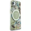 Guess IML Metal Glitter Flowers Triangle MagSafe -takakansi Apple iPhone 16e, vihreä