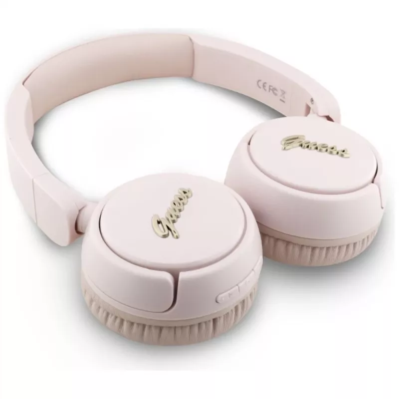 Guess Metal Logo Script langattomat Bluetooth 5.3 -on-ear-kuulokkeet, pinkki