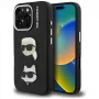 KARL LAGERFELD FW Grained Karl & Choupette Heads Pins -kotelo iPhone 16 Pro, musta