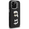 KARL LAGERFELD FW Grained Karl & Choupette Heads Pins -kotelo iPhone 16 Pro, musta