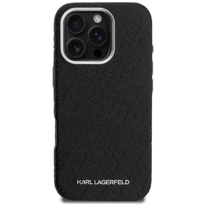 KARL LAGERFELD FW Stamped Karl MagSafe -kotelo iPhone 16 Pro, musta
