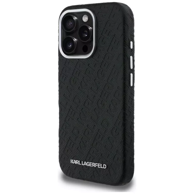 KARL LAGERFELD FW Stamped Karl MagSafe -kotelo iPhone 16 Pro Max, musta
