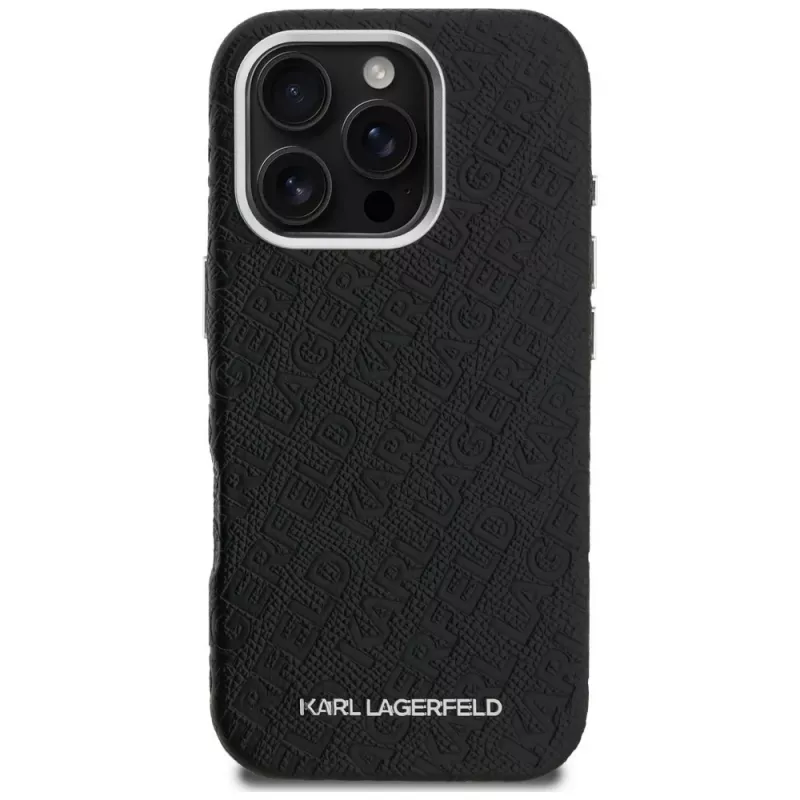 KARL LAGERFELD FW Stamped Karl MagSafe -kotelo iPhone 16 Pro Max, musta