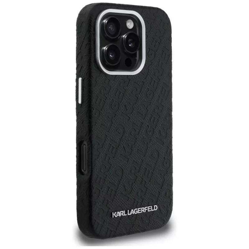 KARL LAGERFELD FW Stamped Karl MagSafe -kotelo iPhone 16 Pro Max, musta