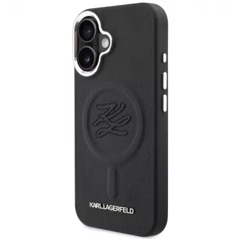 Karl Lagerfeld Initial & Metal Logo MagSafe -kotelo Apple iPhone 16, musta