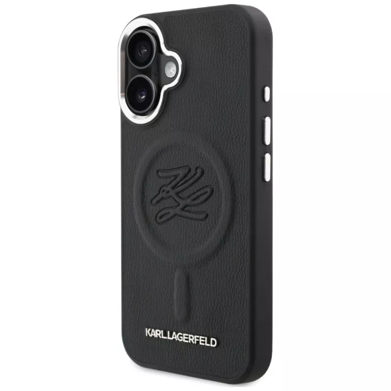 Karl Lagerfeld Initial & Metal Logo MagSafe -kotelo Apple iPhone 16, musta