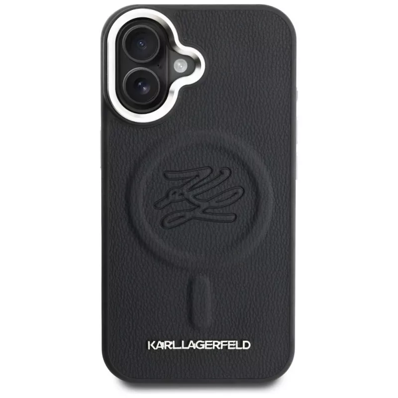 Karl Lagerfeld Initial & Metal Logo MagSafe -kotelo Apple iPhone 16, musta