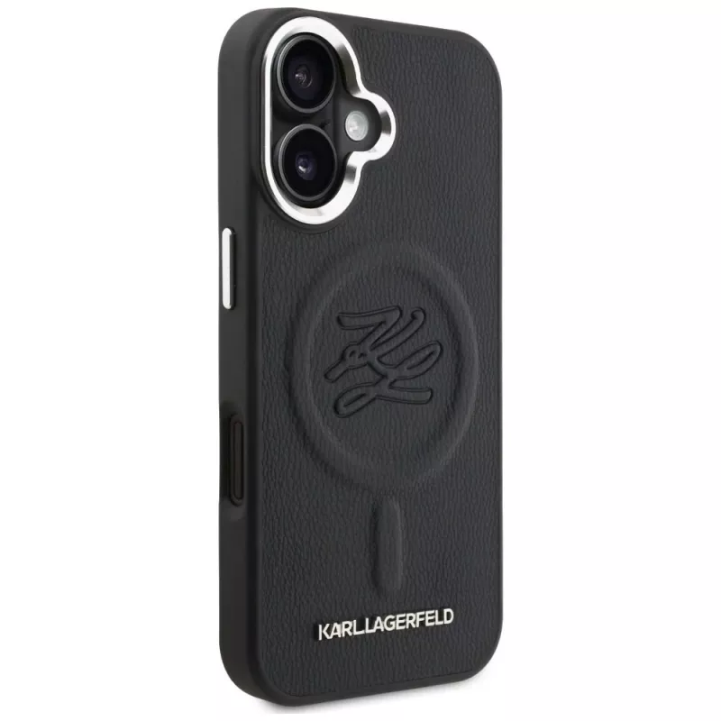 Karl Lagerfeld Initial & Metal Logo MagSafe -kotelo Apple iPhone 16, musta