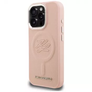 KARL LAGERFELD Initial & Metal Logo MagSafe -kotelo iPhone 16 Pro Max, pinkki